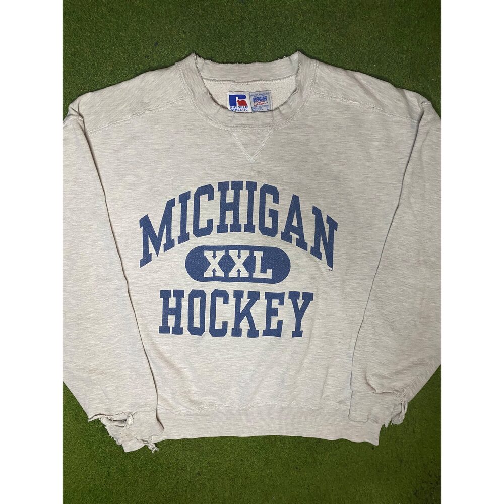 90s Michigan Wolverines  Vintage College Hockey Sweatshirt Large